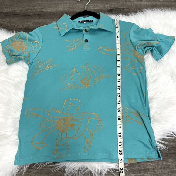 Kauluae Boys Youth Medium Miulana Palani Pullover Polo Shirt Seafoam Teal Gold - Picture 6 of 9
